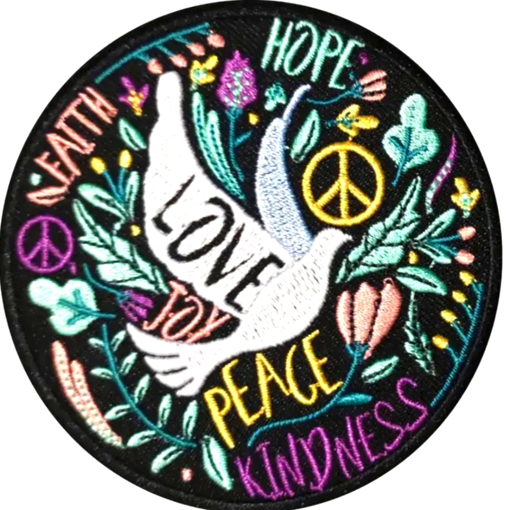 FAITH HOPE LOVE  PEACE HEART IRON ON PATCH #1